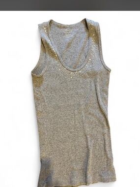 Vanity Gray Rhinestone Scoop Neck Tank